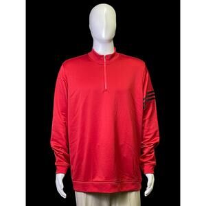2017 Adidas Golf Climalite Red Athletic Pullover 1/4 Zip Sweatshirt Mens Size XL